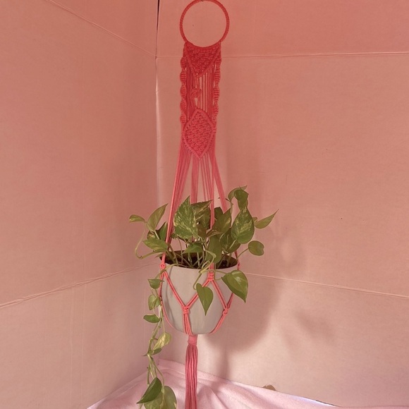 Handmade Other - Macrame Plant Hanger Pink 40”